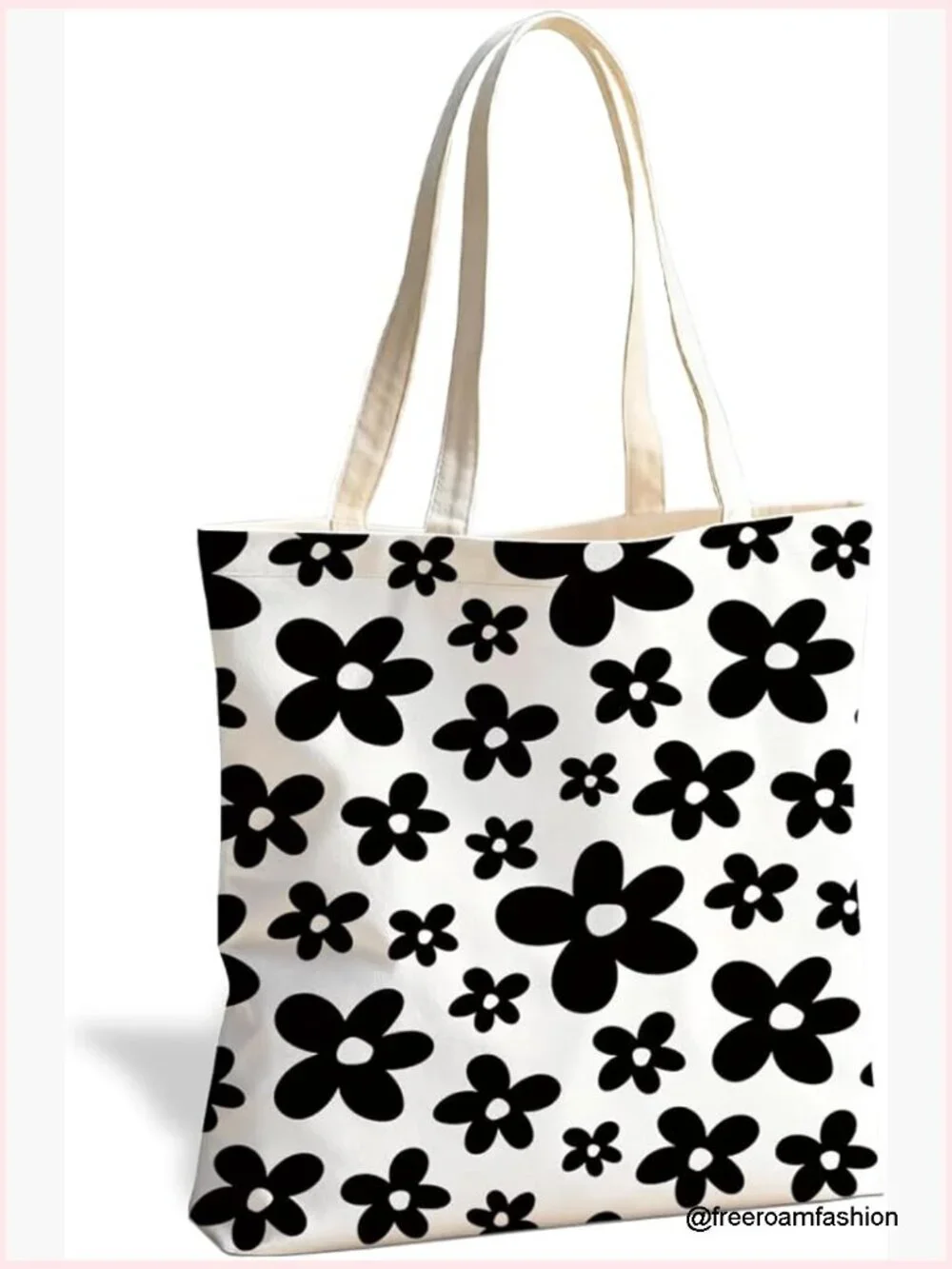 Canvas Tote Bag for Women, Reusable Grocery Shopping Shoulder Bag